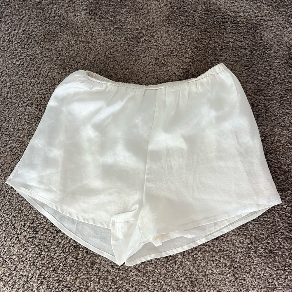 Princess Polly white satin shorts